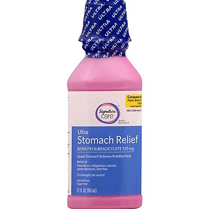Signature Care Stomach Relief Bismuth Subsalicylate 1059mg Maximum Strength  - 12 Fl. Oz. - Image 2