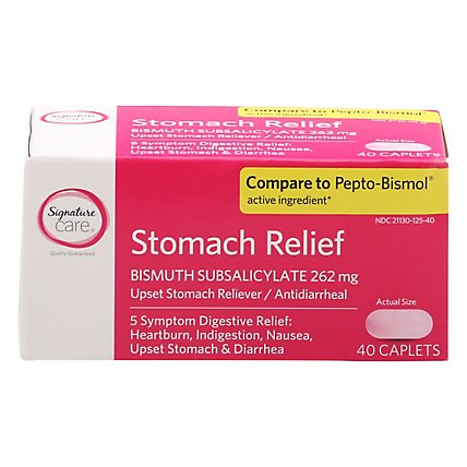 Signature Care Upset Stomach Relief Bismuth Subsalicylate 262mg Caplet - 40 Count - Image 3