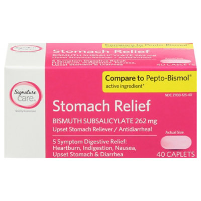 Signature Care Upset Stomach Relief Bismuth Subsalicylate 262mg Caplet - 40 Count - Image 2