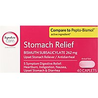 Signature Care Upset Stomach Relief Bismuth Subsalicylate 262mg Caplet - 40 Count - Image 2