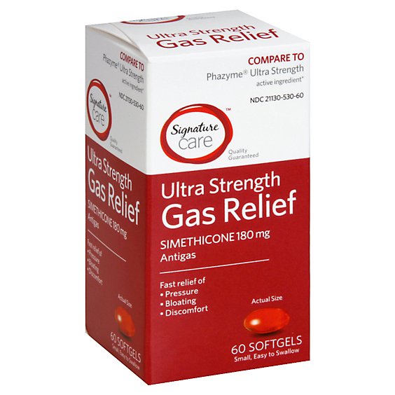 Signature Care Gas Relief Simethicone 180mg Ultra Strength Softgel - 60 Count