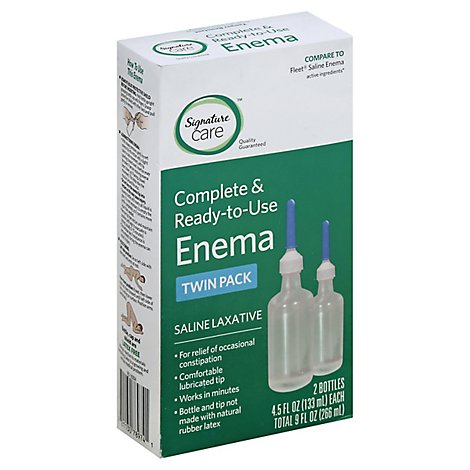 Signature Care Enema Complete & Ready To Use Saline Laxative Twin Pack - 2-4.5 Oz