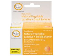 Signature Care Laxative + Stool Softener Natural Vegetable Docusate Sodium 50mg Tablet - 30 Count