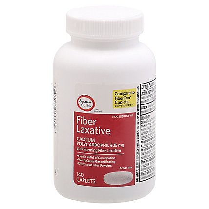 Signature Care Fiber Laxative Calcium Polycarbophil 625 mg Caplet - 140 Count - Image 3
