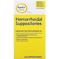 Signature Care Hemorrhoidal Suppositories Cocoa Butter Phenylephrine HCI - 24 Count - Image 2
