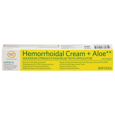 Signature Select/Care Hemorrhoidal Cream + Aloe Maximum Pain Relief With Applicator - 2 Oz - Image 2