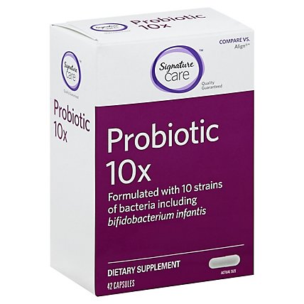 Signature Care Probiotic 10 Strains Of Bacteria Dietary Supplement Capsule - 42 Count - Image 1