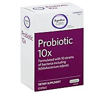 Signature Care Probiotic 10 Strains Of Bacteria Dietary Supplement Capsule - 42 Count