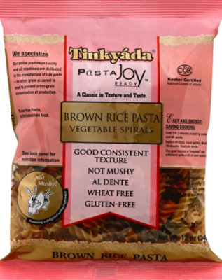 Tinkyada Pasta Joy Ready Brown Rice Pasta Vegetable Spirals Bag - 12 Oz - Image 2