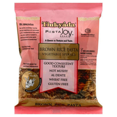 Tinkyada Pasta Joy Ready Brown Rice Pasta Vegetable Spirals Bag - 12 Oz - Image 1