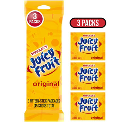 JUICY FRUIT Bulk Chewing Gum Value Pack - 3-15 Count