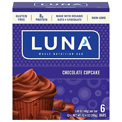 Luna Nutrition Bar Whole Chocolate Cupcake - 6-1.69 Oz - Image 2