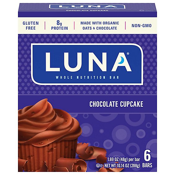 Luna Nutrition Bar Whole Chocolate Cupcake - 6-1.69 Oz