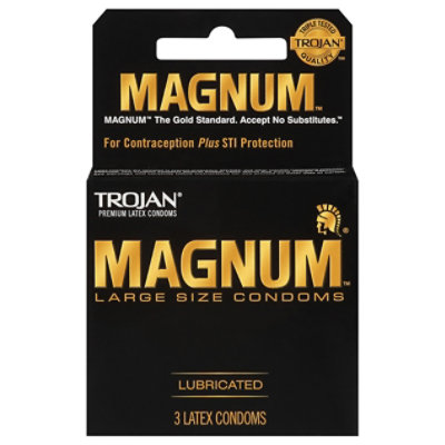 Magnum Large Size Premium Lubricated Condoms - 3 Count