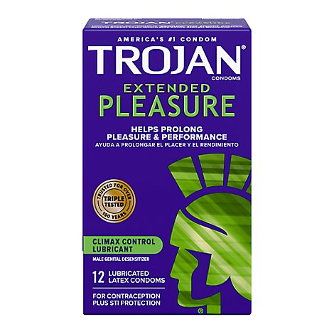 Trojan Condoms Pleasure Extra Lubricated - 12 Count