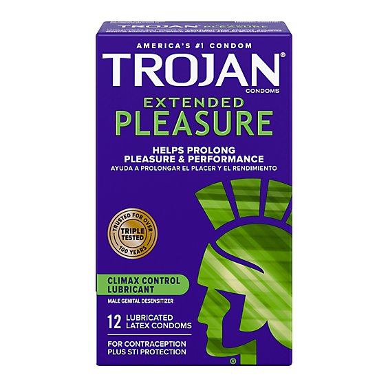 Trojan Extended Pleasure Climax Control Extended Pleasure Condoms - 12 Count