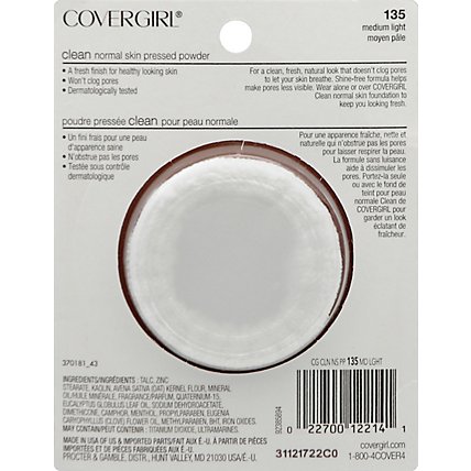 COVERGIRL Clean Pressed Powder Normal Skin Medium Light 135 - 0.39 Oz - Image 3