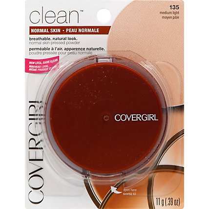 COVERGIRL Clean Pressed Powder Normal Skin Medium Light 135 - 0.39 Oz - Image 2