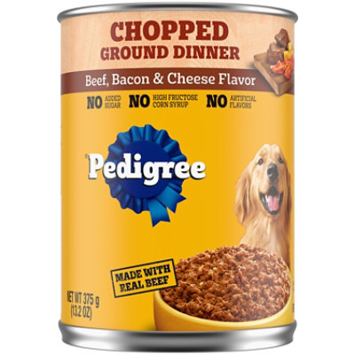 Pedigree Chopped Ground Dinner Beef Bacon & Cheese Flavor Adult Canned Soft Wet Dog Food - 13.2 Oz - Image 1