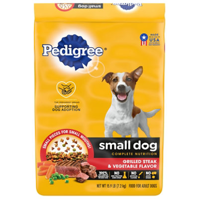 PEDIGREE Dog Food Dry For Small Dog Nutrition Steak & Vegetable Flavor Bag - 15 Lb