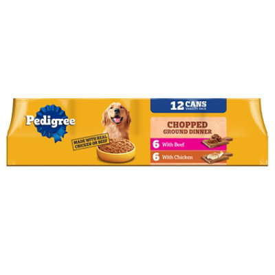 PEDIGREE Dog Food Ground Dinner Chopped With Chicken & Beef Wrapped - 12-13.2 Oz