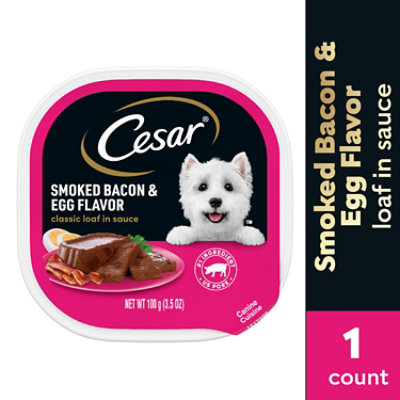 Cesar Classic Loaf In Sauce Smoked Bacon & Egg Flavor Soft Wet Dog Food - 3.5 Oz - Image 1