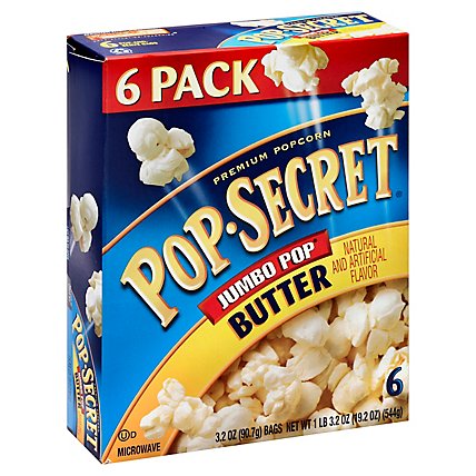 Pop Secret Microwave Popcorn Premium Jumbo Pop Butter Pop-and-Serve Bags - 6-3.2 Oz - Image 1