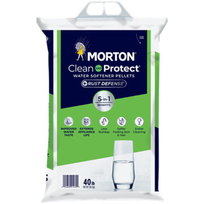 Morton Water Softening Pellets Plus Rust Defense Clean and Protect - 40 Lb