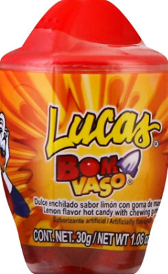 Lucas Bom Vaso Candy Hot With Chewing Gum Lemon - 1.06 Oz - Image 2