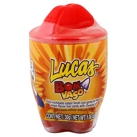 Lucas Bom Vaso Candy Hot With Chewing Gum Lemon - 1.06 Oz