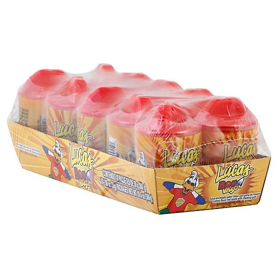 Lucas Bom Vaso Candy Hot With Chewing Gum Lemon - 10-1.06 Oz