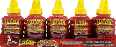 Lucas Gusano Candy Liquid Hot Chamoy Flavor Bottle - 10-1.27 Oz - Image 2