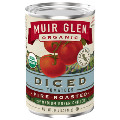 Muir Glen Tomatoes Organic Diced Fire Rosted With Medium Green Chilies - 14.5 Oz