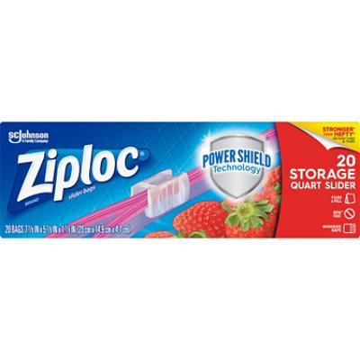 Ziploc Storage Bags, Slider, Quart 20 Ea