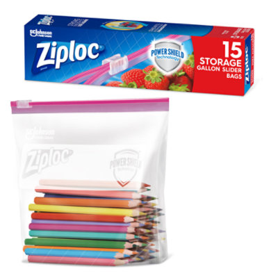 Ziploc Slider Quart Freezer Bag, 15 Count Packs - 12 per Case