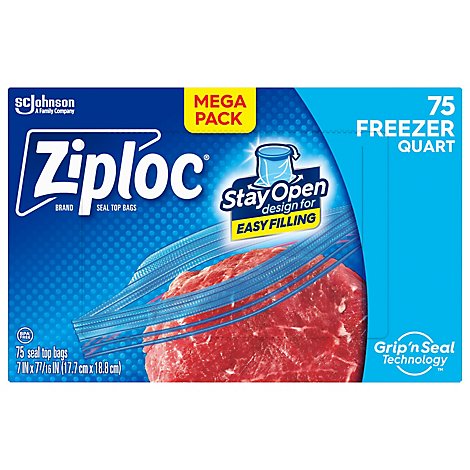 Ziploc Grip N Seal Freezer Bags Quart - 75 Count