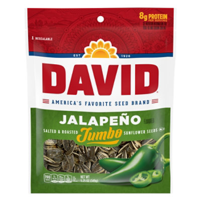 DAVID Sunflower Seeds Jumbo Roasted & Salted Jalapeno Hot Salsa Flavor - 5.25 Oz