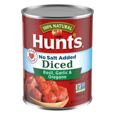 Hunts Tomatoes Diced No Salt Added Basil Garlic & Oregano - 14.5 Oz