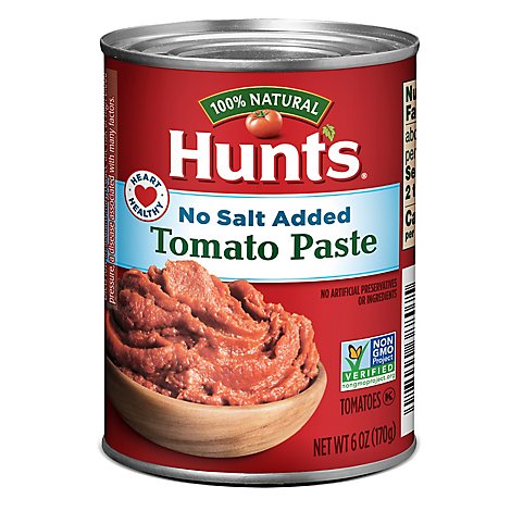 Hunts Tomato Paste No Salt Added - 6 Oz