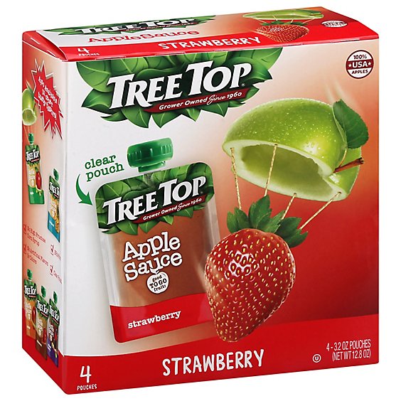 Tree Top Apple Sauce Strawberry Pouches - 4-3.2 Oz