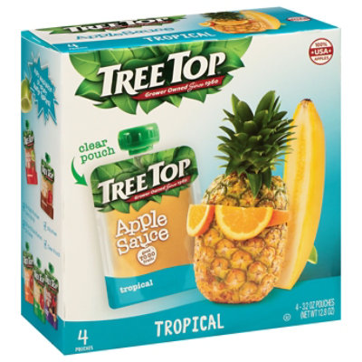 Tree Top Apple Sauce Tropical Pouch - 4-3.2 Oz