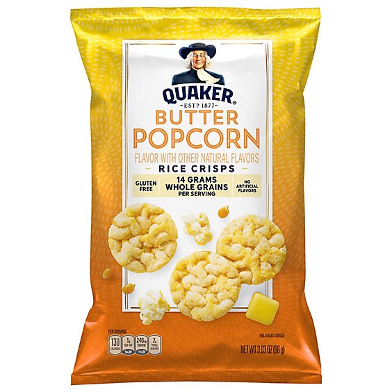Quaker Popped Rice Crisps Gluten Free Butter Popcorn - 3.03 Oz