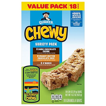 Quaker Chewy Granola Bars Variety Pack Value Pack - 18-0.84 Oz - Image 1