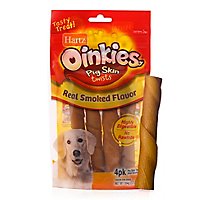 Hartz Oinkies Dogs Chews Pig Skin Twists Smoked Original 4 Count - 4.9 Oz - Image 1
