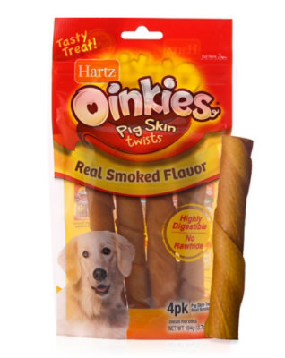 Hartz Oinkies Dogs Chews Pig Skin Twists Smoked Original 4 Count - 4.9 Oz - Image 2