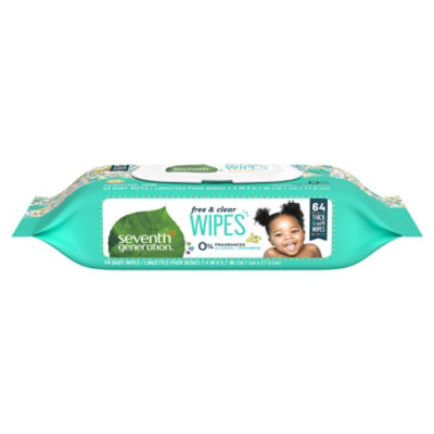 Seventh Generation Baby Wipes Thick & Strong Free & Clear Flip Top Dispenser - 64 Count - Image 2