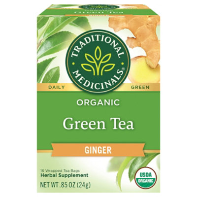 Traditional Medicinals Herbal Tea Organic Green Tea Ginger - 16 Count - Image 1