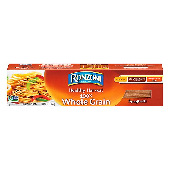 Ronzoni Pasta Healthy Harvest Spaghetti 100% Whole Grain Box - 16 Oz