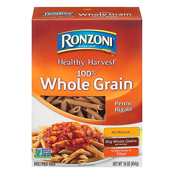 Ronzoni Pasta Healthy Harvest Penne Rigate Whole Grain Box - 16 Oz