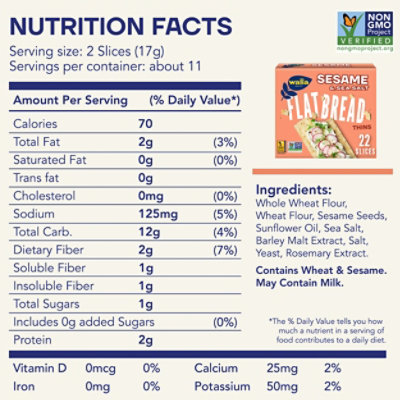 Wasa Flatbread Thins Sesame & Sea Salt Crackers - 6.7 Oz - Image 6